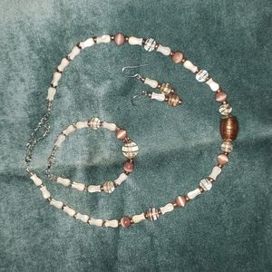 Handcrafted Copperdust   Necklace, Bracelet and Pierced Earrings Set